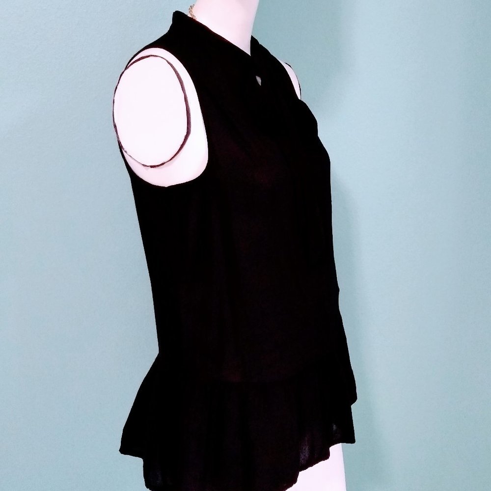 Black Bowtie Peplum Top Size S
